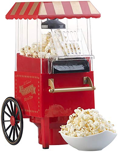 Rosenstein & Söhne Popcornmaschine Heißluft: Retro-Heißluft-Popcorn-Maschine, Versandrückläufer (Popcornmaschine für Zuhause, Popcornröster, Duft)