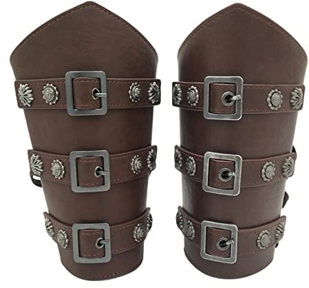 Armschienen Mittelalter,Wikinger-Ledermanschette für Herren, Schnalle Armrüstung Manschette Bracers, Mittelalterliche Armschienen Halloween Cosplay Kostümzubehör Punk Stulpenarmband