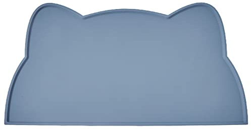 septillar Napfunterlage Katzen Hund, 52x30 cm Silikon wasserdichte Futterunterlage rutschfeste Futternäpfe Wassernapf Katzenmatte (Stein Blau)