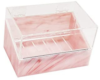 zalati Cortador de cinta de pestañas con caja de almacenamiento de múltiples rejillas, herramienta de cinta de soporte de rollo para pestañas postizas dispensador de cinta - estilo mármol rosa