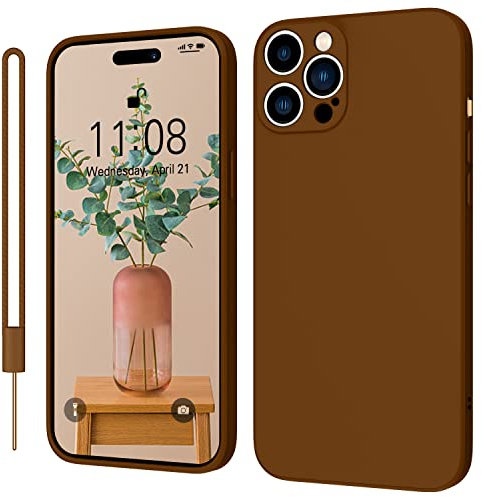 KPPIT iPhone 14 Pro Max Case Silicone, Ultra Slim Soft Gel Anti-Scratch,Microfiber Lining,Rubber Shockproof Case Cover iPhone 14 Pro Max Brown [6.7 inch]