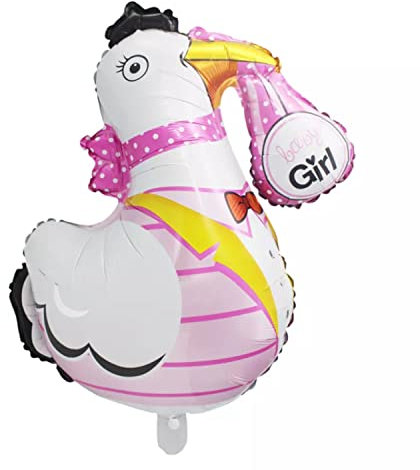 Folienballon Baby Girl, Storch, ca. 84 x 78 cm - Party Luftballon Deko Dekoration Kindergeburtstag Helium Heliumballon XXL Ballon Geburt Geburtstag Baby Girl boy Mädchen Junge Babyparty