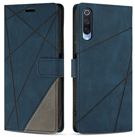 SONWO Hülle für Xiaomi MI 9, Premium PU Leder Handyhülle Flip Case Wallet Silikon Schutzhülle Klapphülle für Xiaomi MI 9, Blau