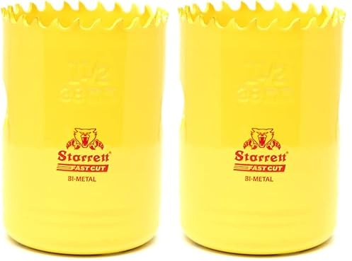 Starrett HSS Bi-Metal Hole Saw - FCH0112 Fast Cut Extra Cobalt Hole Saw - For Stainless Mild Sheet Wood Plastic Various Materials - 38mm (Pack of 2)