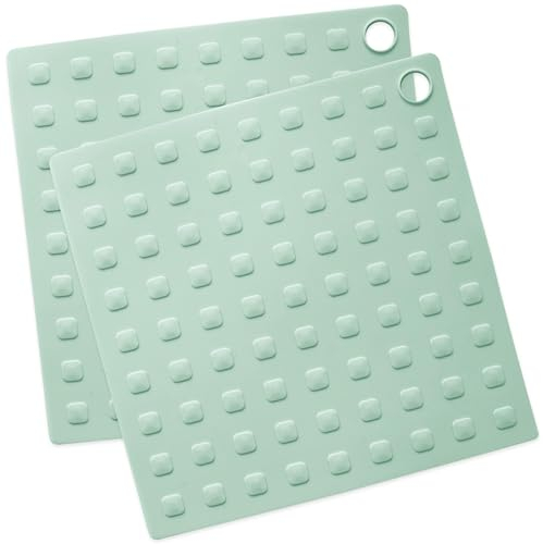 ScrapCooking - 2 Maniques Silicone Carrées - Manique de Cuisine & Pâtisserie - Souple & Maniable - Usage Four - Dessous de Plat - Vert d’Eau - 5282