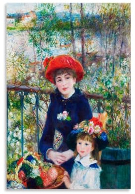 Pierre-Auguste Renoir Impressionismus Maler Werke Die zwei Schwestern auf dem Balkon, gedruckte Poster, Leinwand, Wandkunst, dekorativ, Schlafzimmer, modernes Zuhause, 30 x 45 cm