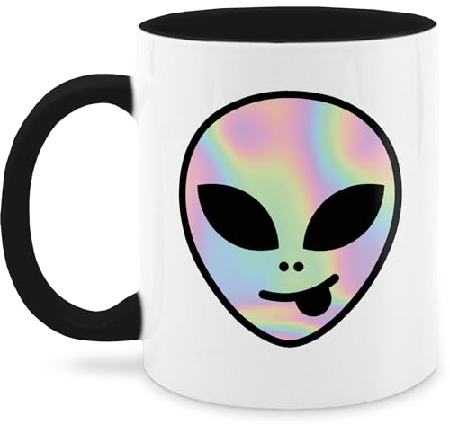 Tasse Tassen 325ml - Karneval & Fasching - Holographic Alien - 325 ml - Schwarz - köln und. kölscher 2023 kölner gärtner in rut und wiess für fasching+verkleidung zum karnevals aliens