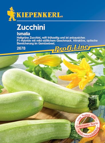 Kiepenkerl Profi-Line Zucchinisamen Ismalia F1 - Hochwertige Gemüsesamen, Widerstandsfähige F1-Hybride, Mild-süßlicher Geschmack, Ideal für Gemüsegarten und Gemüsebeet
