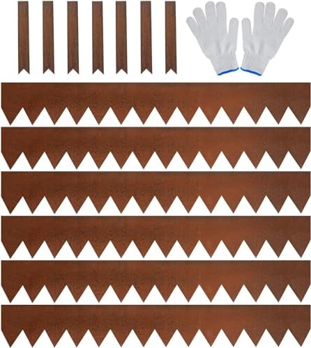 JonesHouseDeco - Bordura per prato zincata, 1 m di lunghezza x 20 cm di altezza, con rivestimento a polvere di bronzo, in acciaio, divisorio per vialetti, bordi decorativi in metallo K649B08