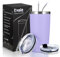 Livole 600ml Thermobecher Kaffee to go, 20oz Isolierter Trinkbecher mit Henkel, Edelstahl Trinkbecher mit Deckel und Strohhalm, Doppelwandig Coffee to go Becher, Reisebecher, Tumbler, Hellviolett