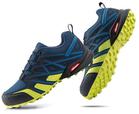 Hitmars Trailrunning Schuhe Männer Damen Trail Running Schuhe Herren Traillaufschuhe Trekkingschuhe Wanderschuhe Laufschuhe Unisex Blau-Grün EU 42