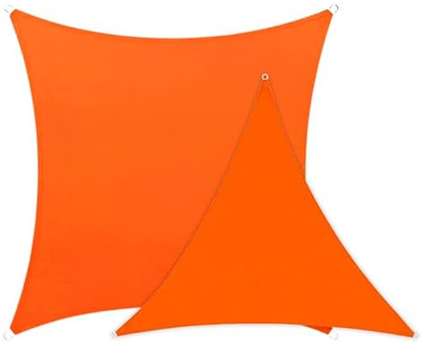 Waterproof Orange Sun Sail Canopy 3.6x3.6x3.6m UV Protection Triangle Sun Shade for Garden Pond Pergola Outdoor Rain Shelter with Fixing Kit Sunshades Awning for Kite Flying