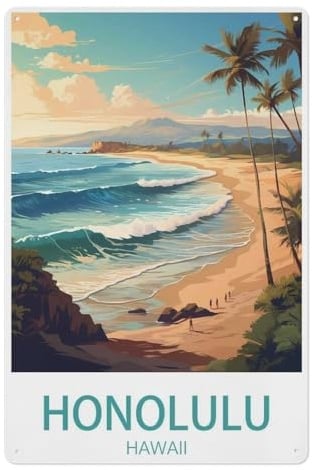 PGCKSK Honolulu, Hawaii，Retro Blechschild für Wandschild Dekoration für Bar Cafe Clubes(15x30cm 6x12 inch-W62