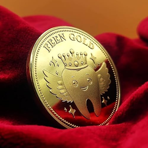 FEEN GOLD Zahnfeemünzen – Milchzahndosen – Urkunden – Erinnerungsstücke zum Zahnwechsel für Kinder – Symbol für Mut, Rituale & erste Zähne (24 Karat vergoldet, ohne Urkunde)