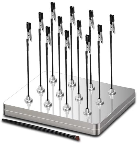 Siblaies Accessori per modellismo, 12 supporti colori, 1 spazzola e 1 scatola di ferro come base. Terza mano flessibile con morsetti a coccodrillo e base magnetica. Ideale per modellazione e supporto