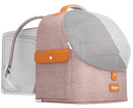 Expandierbarer Katzenrucksack- Faltbarer Haustiertransportrucksack mit atmungsaktivem 4D-Netz, Hundetransportrucksack für Haustiere bis zu 12 kg(Rosa)