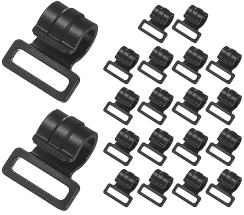 TIXIPEM 0.4IN C-Shaped Tent Pole Clips [20PCS] - Black Plastic Clamps for Camping & Awning Tent & Canopies Poles