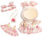 Xerteam Kleidung für 17cm Puppe, 3 Stück Rosa Kariert Puppenkleidung mit Blumentasche, Plüsch Puppe Zubehör Kleidungsset, Junge und Mädchen(Ohne Puppe)