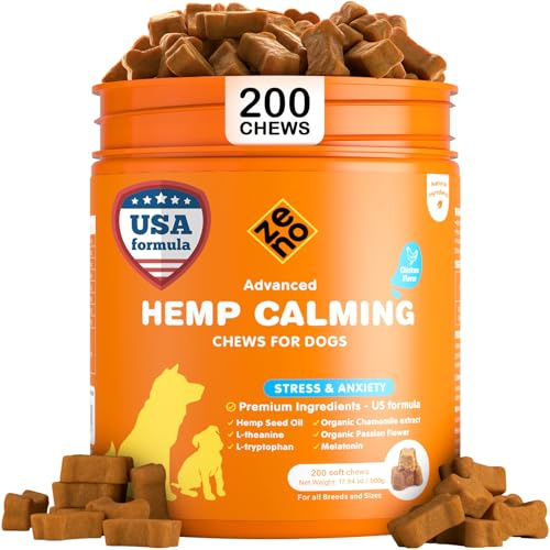 ZENO Hemp Calming Chews For Dogs Anxiety 200 pcs - Anxiety Relief - For stress, travel, check-up, barking or grooming