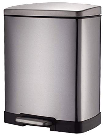 WOTZOV Poubelle rectangulaire à pédale avec Poche à Doublure, Acier Inoxydable Or Rose, 12 L