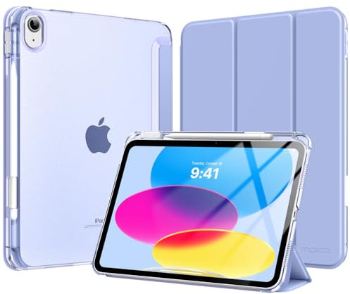 MoKo Funda para iPad (A16) de 11ª generación de 11 pulgadas 2025, funda para iPad de 10.9 pulgadas 2022 con soporte para lápices, funda protectora delgada y ligera con carcasa trasera translúcida de