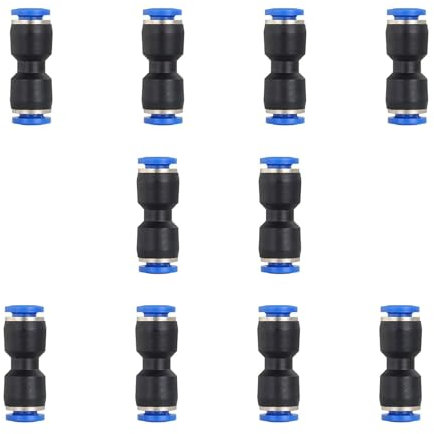 AHELECTRO, connettori pneumatici da 8 mm, confezione da 10, raccordo per tubo aria compressa, blu e nero, per tubi PU-8