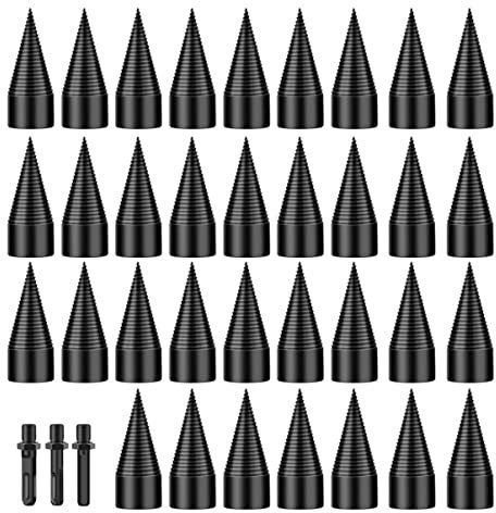 DOITOOL 1Set Wood Splitter Drill Bit Kit with Handles Firewood Splitting Cone for Efficient Log Splitting Home Farm Outdoor Activities