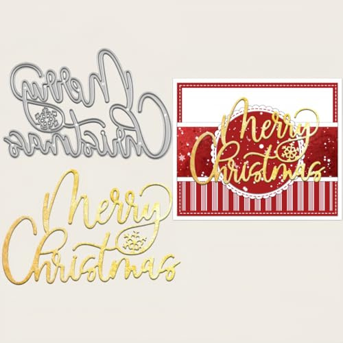 Sredwtk Frohe Weihnachten Stanzschablonen Weihnachten Schrift Metall Prägeschablonen Stanzformen Schneiden für DIY Karte Sammelalbum Scrapbooking Fotoalbum Deko