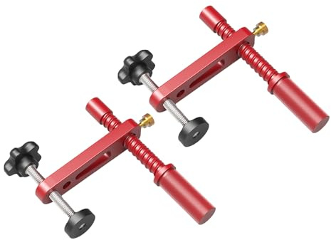 Pince pour Chiens d'établi Pince de Maintien de Table MFT réglable Fine en Alliage d'aluminium usiné CNC Tige de 19 mm pour Le Travail du Bois Forage Coupe Ponçage 2 pièces Rouge