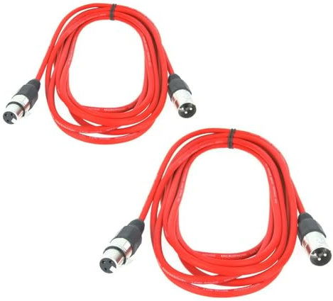 Paccs 2 Stück 5 m Mikrofonkabel Rot XLR Stecker male auf XLR Buchse female - Symmetrisch Audio Kabel DMX OFC-Kupfer