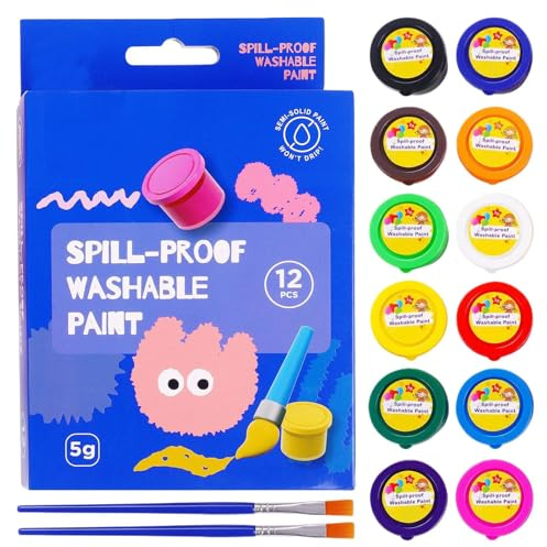 Kinderfarbe, abwaschbar, 12 Farben, auslaufsicher, Kunstzubehör, Acrylfarben-Set – für Studenten, Vorschule, Malerei, Kürbis, Felsglas, Outdoor, Innenbereich, Party, Klassenzimmer, Studio, Zuhause