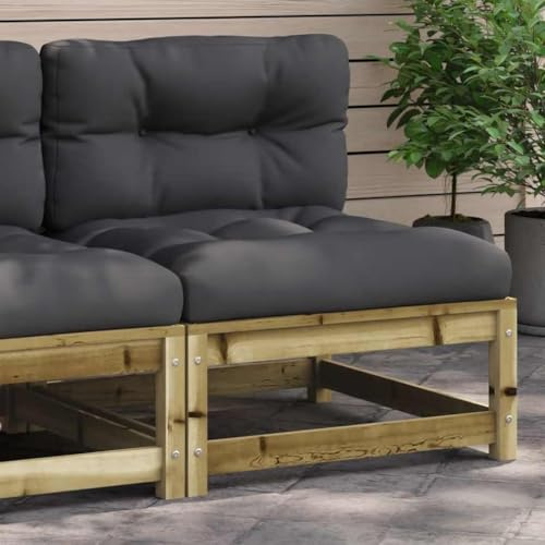 LoogCape Gartensofa ohne Armlehnen, Kiefernholz Imprägniert, 70x70x67 cm, Modulares Design, Anthrazit Kissen, für Terrasse, Balkon, Outdoor Möbel Set