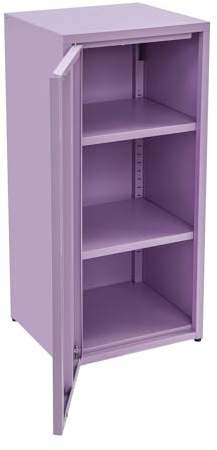 Arkivskåp i 3 nivåer kontorsskåp med höjdjusterbar hylla, universalskåp för hem, kontor, vardagsrum 40 x 35 x 88 cm (lila)