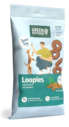 Green Petfood InsectDog Loopies mit Insekten | 12x 100g | Hundeleckerlies | Adult | Premium Snack für erwachsene Hunde - für jeden Tag | Monoprotein | glutenfrei | kalorienarm | leicht portionierbar