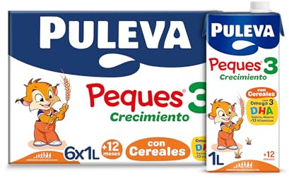 Puleva Peques 3 con Cereales Leche Crecimiento +12 Meses, Pack 6x1L | Preparado lácteo con cereales de crecimiento infantil +12 meses. Fórmula completa. Pack 6 briks de 1 litro.