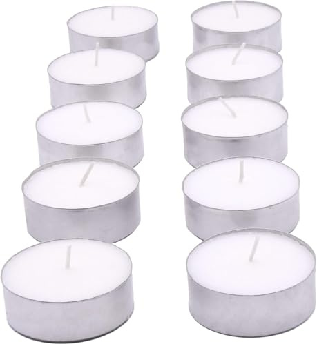 Glo-Wax Giant Tea Lights – Extra Large Unscented Long Burning Tea Lights Candles for Home & Outdoor Ambience, 10-Hour Maxi Candles – White Wax Set for Decor, Events & Relaxation (20)
