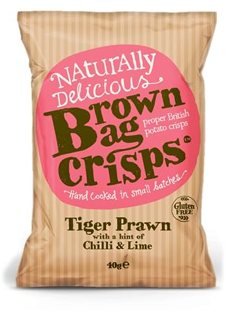 Brown Bag Crisps - Tiger Prawn Chilli and Lime 40g x 20