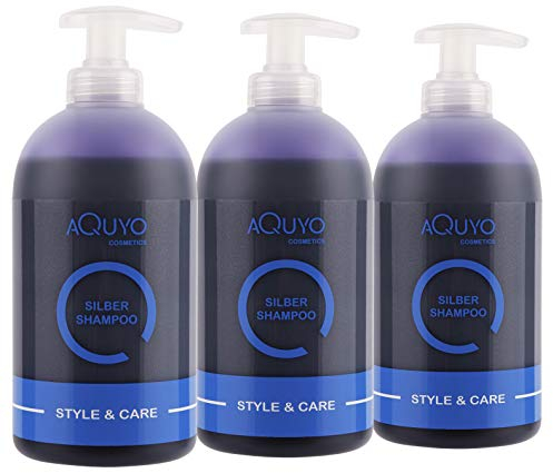 Style & Care Silber Shampoo, Anti Gelbstich Shampoo für graues, hell gefärbtes oder blondes Haar (3x 500ml) | Silbershampoo spendet Feuchtigkeit und steigert Farbbrillanz für blondiertes Haar