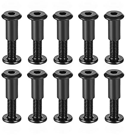 sourcing map Screw Post Fit for 5/16(8mm) Hole Dia, Male M6x25mm Binding Bolts Leather Fastener Carbon Steel Black 10 Sets