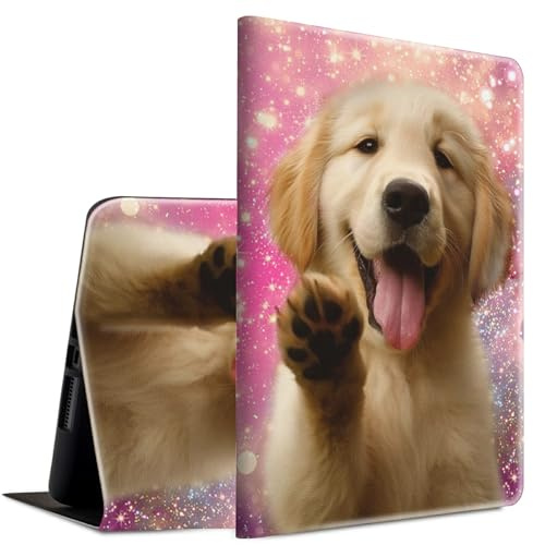 Spsun iPad 8. / 7. Generation, iPad 10.2 2020/2019, leicht, PU-Leder, verstellbarer Ständer mit automatischer Wake-/Sleep-Funktion, Smart-Schutzhülle, Golden Retriever Welpe Hund