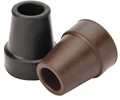 Gummipuffer mit Stahleinlage schwarz-braun für Leichtmetall-Gehstöcke (18mm, Schwarz)