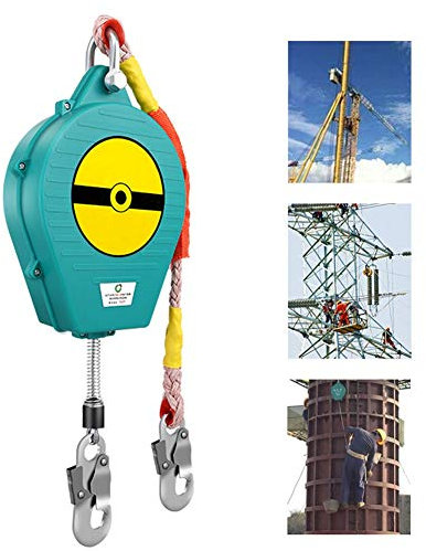 RSHJD Absturzsicherung Einziehbar, Höhensicherungsgerät mit Automatischer Sperrfunktion, Fallschutz Abseilgerät für Dachdecker, Stahlseil-5m/7m/10m/15m/20m10m