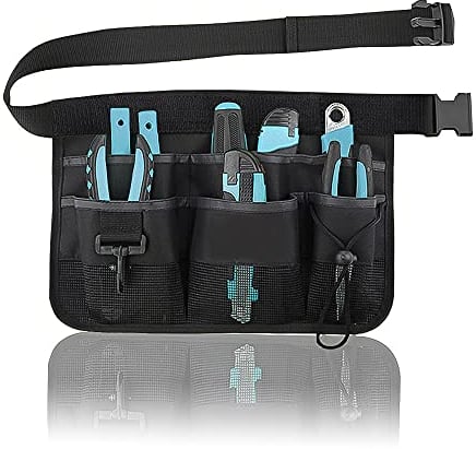 Rayong Black Werkzeuggürtel, Gürteltasche für Gartenutensilien, Gartengerätegürtel, Gartenwerkzeuggürtel mit 7 Fächern für Gartenarbeit