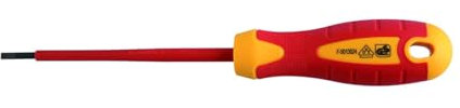 HÖGERT TECHNIK 1 Stück Schlitz Schraubendreher 5 x 75 mm Schlitzschraubendreher 1000V Hand Screwdriver, stal S2, Rot/Gelb