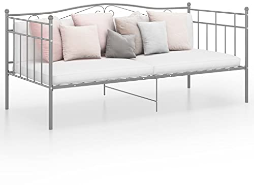 Rillbus Tagesbett Bettrahmen mit Lattenrost Kopfteil Fußteil, Einzelbett Gästebett Bettsofa Vintage, Metall 90x200cm BTM792