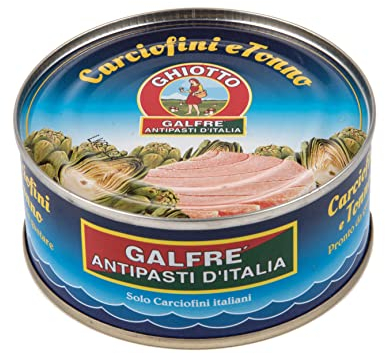 Ghiotto, Galfrè Antipasti d'Italia, Carciofini e Tonno, Antipasto pronto, Farcitura per Tramezzini e Panini, Ideale per Piatti a Base di Verdure, Formato Scorta da 6x160g