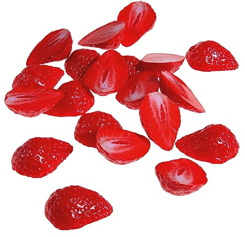 Deco Woerner Erdbeerscheiben Lebensmittel-Attrappe Deko-Erdbeeren Food-Dummy 20 Stück rot