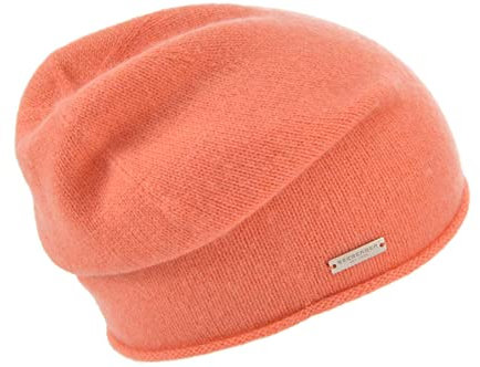 Seeberger Long Beanie aus Kaschmir Strickmütze Long Beanie Beanie (Einheitsgröße, Lachs), Lachsrosa
