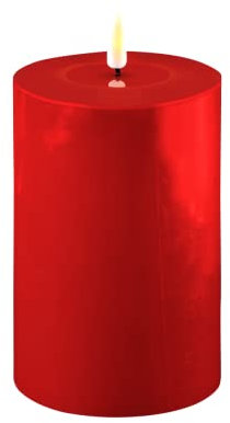 Deluxe Homeart Flammenlose LED-Kerze für den Innenbereich, Rot, mit echter Flame™️ Technologie, batteriebetriebene Kerze (10 x 15 cm)