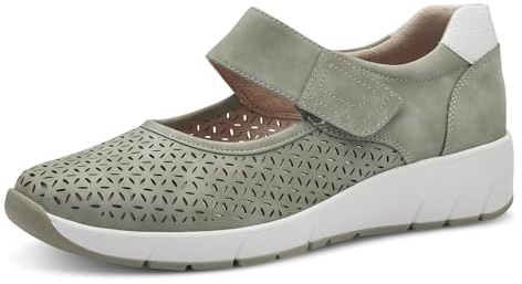 Jana Chaussures Basses Femme avec Fermeture Velcro Vegan, Sage, 37 EU